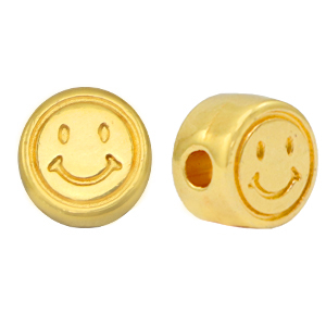 Metaal kralen DQ smiley 7mm Goud (nikkelvrij)