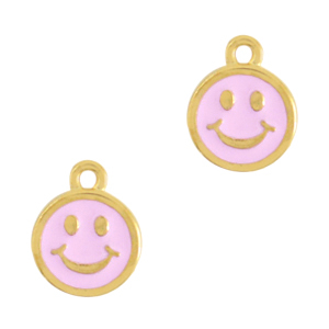 Metaal bedels DQ smiley Goud-light pink (nikkelvrij)