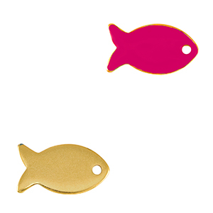 Metaal bedels DQ fish Goud-neon fuchsia pink (nikkelvrij)