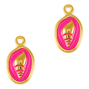 Metaal bedels DQ shell Goud-neon fuchsia pink (nikkelvrij)