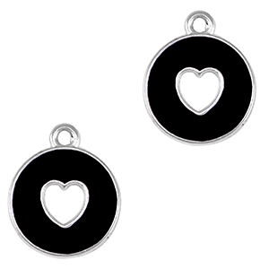 Metaal bedels DQ heart Antiek zilver-black (nikkelvrij)