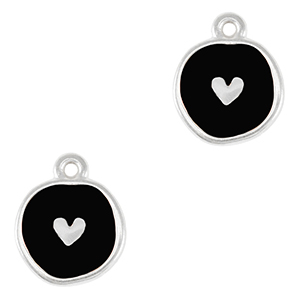Metaal bedels DQ heart Antiek zilver-black (nikkelvrij)