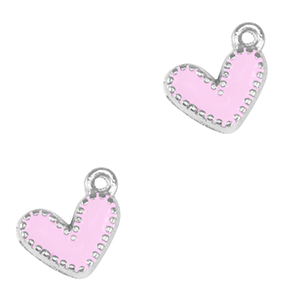 Metaal bedels DQ heart Antiek zilver-lilac rose (nikkelvrij)