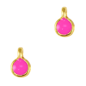 Metaal bedels DQ  5mm Goud-neon fuchsia pink (nikkelvrij)