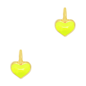 Metaal bedels DQ heart Goud-neon yellow (nikkelvrij)