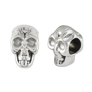 Metaal kralen DQ skull Antiek zilver (nikkelvrij)