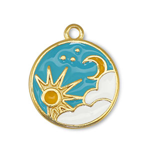 Metaal bedels DQ  sun & moon White-Blue-Goud (nikkelvrij)