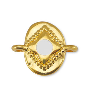 Metaal bedels DQ tussenstuk oval Off White-Goud (nikkelvrij)