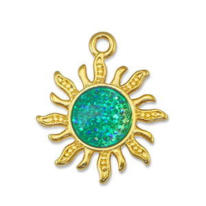 Metaal bedels DQ sun Glitter Turquoise-Goud (nikkelvrij)