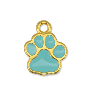 Metaal bedels DQ dog paw Mint Blue-Goud (nikkelvrij)