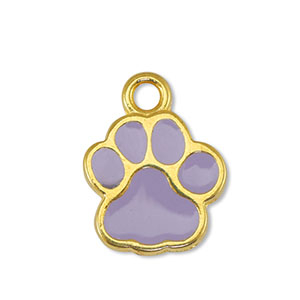 Metaal bedels DQ dog paw Lilac-Goud (nikkelvrij)