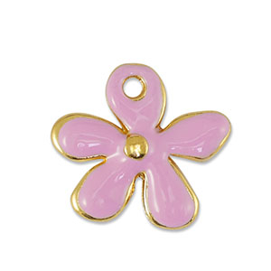 Metaal bedels DQ flower Light Pink-Goud (nikkelvrij)
