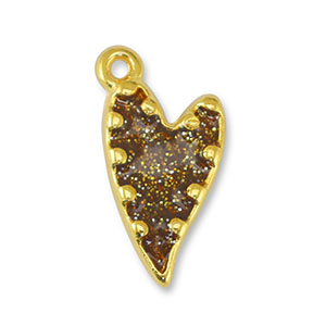 Metaal bedels DQ heart Glitter Topaz-Goud (nikkelvrij)