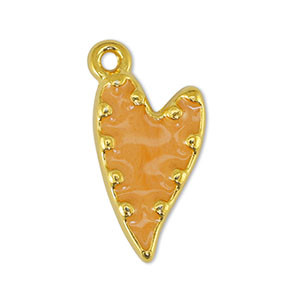 Metaal bedels DQ heart Pearl Light Orange-Goud (nikkelvrij)