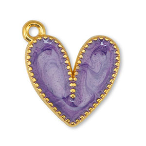 Metaal bedels DQ heart Pearl Purple-Goud (nikkelvrij)