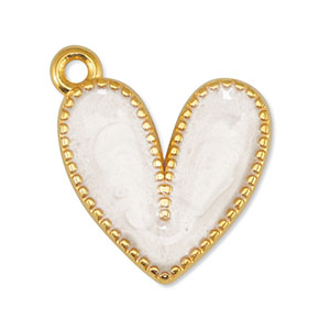 Metaal bedels DQ heart Pearl White-Goud (nikkelvrij)