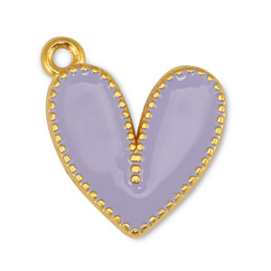Metaal bedels DQ heart Lilac-Goud (nikkelvrij)