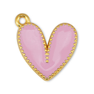 Metaal bedels DQ heart Light Pink-Goud (nikkelvrij)
