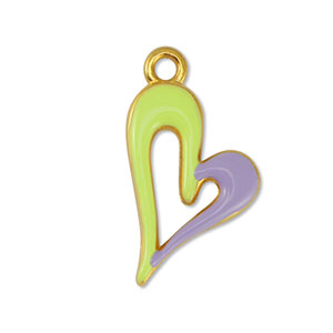 Metaal bedels DQ heart Lime Yellow-Lilac-Goud (nikkelvrij)