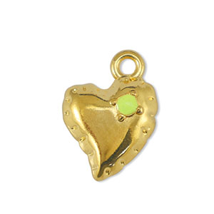 Metaal bedels DQ heart Lime Yellow-Goud (nikkelvrij)