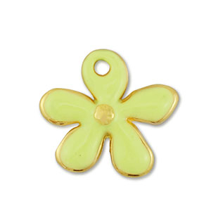 Metaal bedels DQ flower Goud-lime yellow (nikkelvrij)