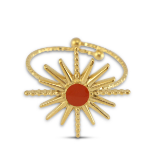 Ringen van Stainless steel Roestvrij staal (RVS) enamel star Gold-orange