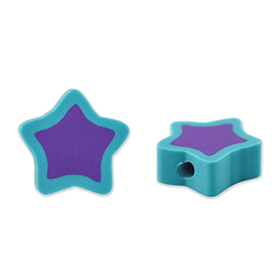 Polymeer kraal star Purple-turquoise blue