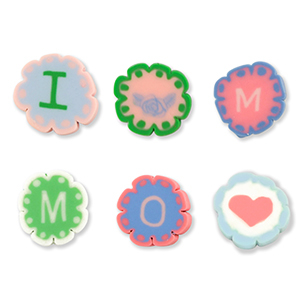 Polymeer kraal "I love mom" Multicolor light