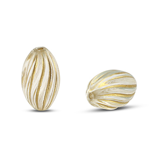 Kralen van acryl oval with lines Transparent-gold