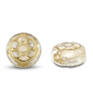Kralen van acryl round with flower Transparent-gold