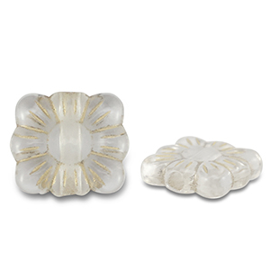 Kralen van acryl rectangle with flower Transparent-gold