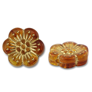 Kralen van acryl flower Orange brown-gold