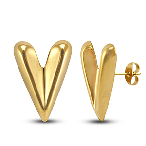 Oorbellen / oorstekers van Stainless steel Roestvrij staal (RVS) heart Gold