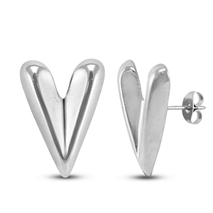 Oorbellen / oorstekers van Stainless steel Roestvrij staal (RVS) heart Silver