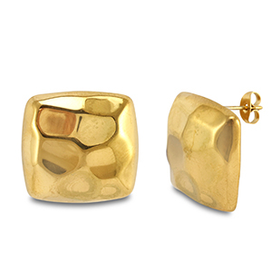 Oorbellen / oorstekers van Stainless steel Roestvrij staal (RVS) square Gold