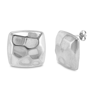 Oorbellen / oorstekers van Stainless steel Roestvrij staal (RVS) square Silver