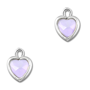 Hanger van Crystal glas heart Light lilac-silver
