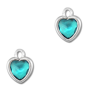 Hanger van Crystal glas heart Aquamarine blue-silver