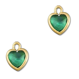 Hanger van Crystal glas heart Emerald green-gold