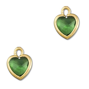 Hanger van Crystal glas heart Green-gold
