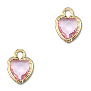 Hanger van Crystal glas heart Light pink-gold