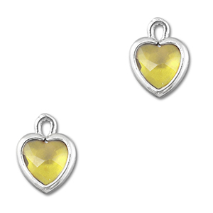 Hanger van Crystal glas heart Yellow-silver