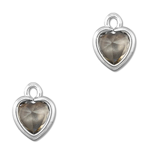 Hanger van Crystal glas heart Light grey-silver