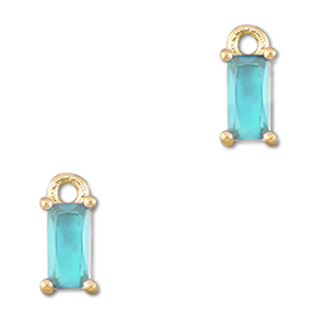 Hanger van Crystal glas rectangle Aquamarine blue-gold