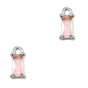 Hanger van Crystal glas rectangle Light pink-silver