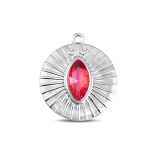 BY31&reg; Bedels van Stainless steel Roestvrij staal (RVS) round Silver-soft pink opal