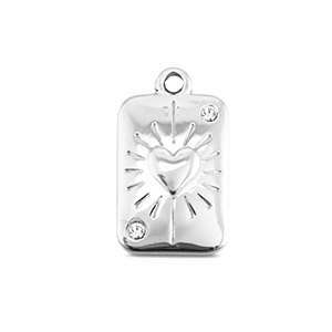 BY31&reg; Bedels van Stainless steel Roestvrij staal (RVS) card heart Silver