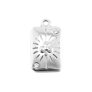 BY31&reg; Bedels van Stainless steel Roestvrij staal (RVS) card clover Silver