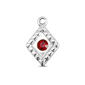 BY31&reg; Bedels van Stainless steel Roestvrij staal (RVS) rhombus Silver-ruby red