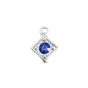 BY31&reg; Bedels van Stainless steel Roestvrij staal (RVS) rhombus Silver-sapphire blue
